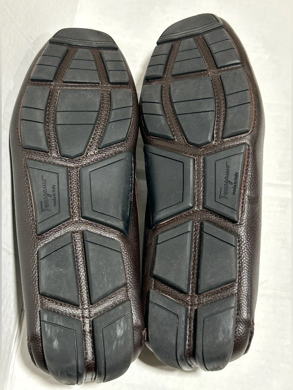 Salvatore Ferragamo Dark Brown Pebbled Leather Bit Loafers